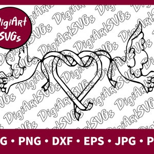Heart And Doves svg, png, pdf, jpg, eps, dxf digital file download