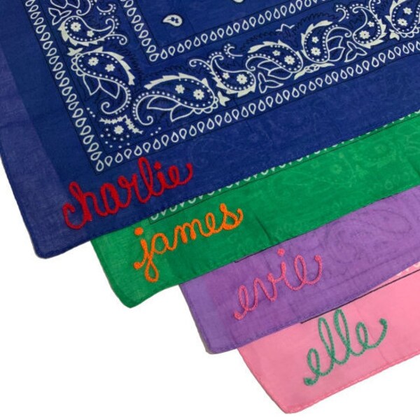 Embroidered Bandana Etsy