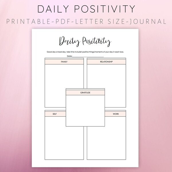 Positivity Journal Printable Daily PositivityGoodnote