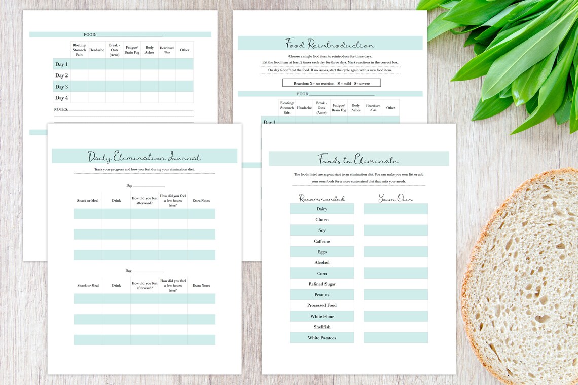 Food Elimination Diet/journal Printables Food Journal Printables Elimination Diet and