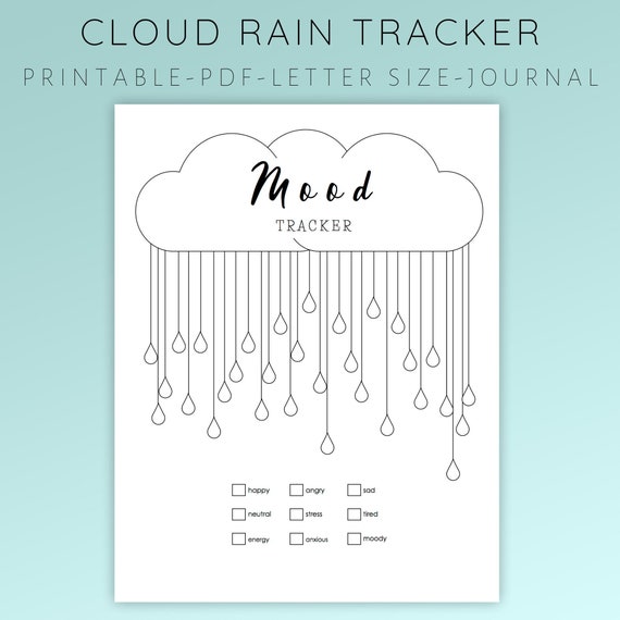 Cloud Raindrop Mood Tracker • Printable Bullet Journal (PDF)
