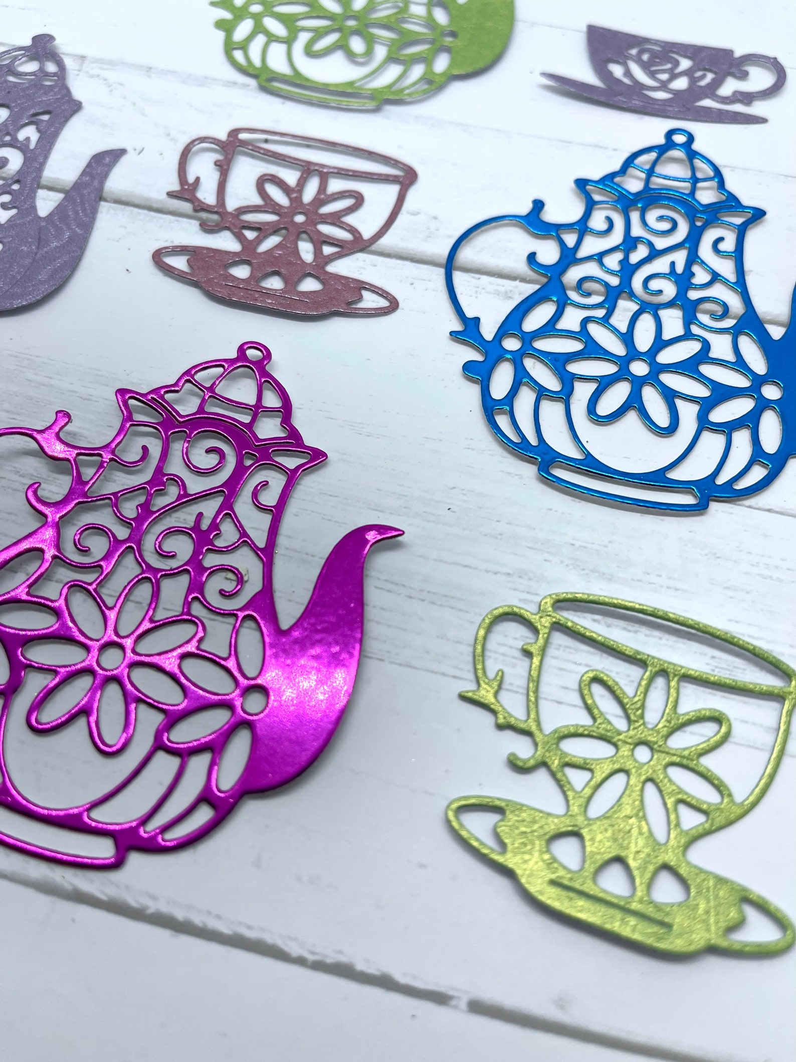 Die Cuts Teapot Teacup 12 Pieces Textured Specialty Cardstock Etsy