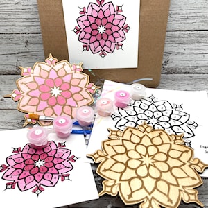 DIY Paint Kit Mandala Craft Kit Activities Wood Paint Set Gift Stress Relief Painting Activity Design A