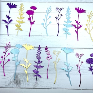 Die Cuts Wild Flowers 18 Pieces Foil Mirror Style A Wildflower Die Cuts Flower Cut Outs Long Stem Flowers Paper Craft Flower Journal Die Cut