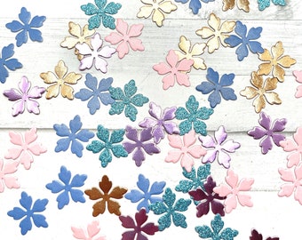 Die Cuts 5 Petal Small Flower 40 Pieces Foil Mirror Glitter Shimmer Basic Cardstock Flowers for Cards Paper Flowers Journal Flower Confetti