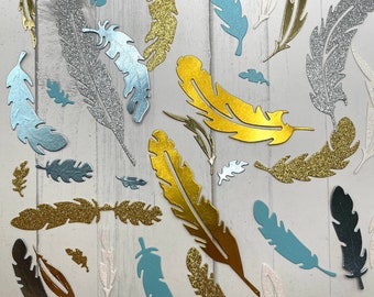 Die Cuts Feathers 21 Pieces Foil Basic Cardstock Feather Die Cuts Feathers for Cards and Journals Bird Feather Cut Outs Paper Feathers