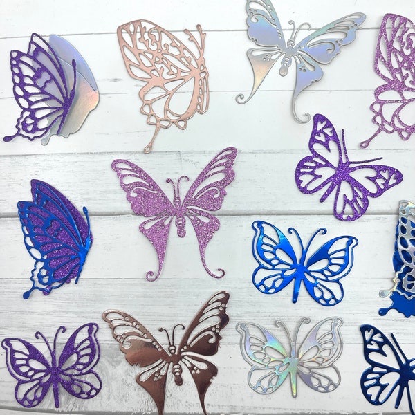 Die Cuts Butterfly 12 Pieces Mirror Glitter Basic Cardstock Butterfly Shapes Insect Card Toppers Butterfly Journal Embellishments