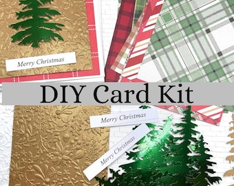DIY Christmas Card Kit 10 Cards Make Your Own Holiday Greeting Cards Christmas Tree A2 Creative Card Kit