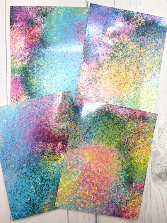 Holographic Marbled Art Background Sheets 4 Pieces Cardstock 4x5