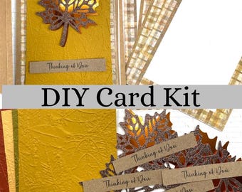 DIY Fall Card Kit - 4 Cards - Make Your Own Autumn Greeting Cards - Maple Leaf A2 Creative Card Kit - All Occasion Cards