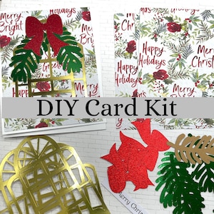 DIY Christmas Card Kit 4 Cards Make Your Own Holiday Greeting Cards Christmas Window A2 Creative Card Kit Card Making Supplies