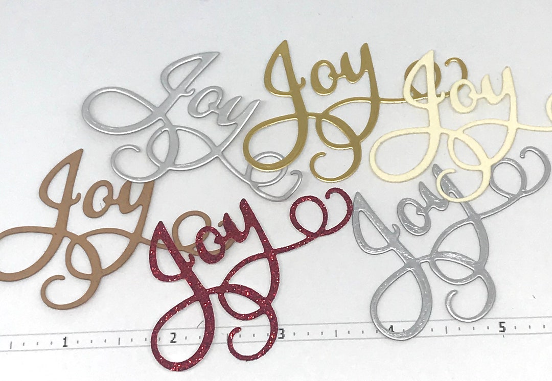 Die Cuts Cursive JOY 20 Pieces you Choose Color Foil Mirror Glitter