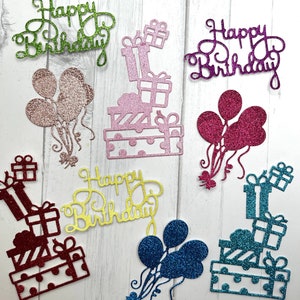 Die Cuts HAPPY BIRTHDAY Gifts Balloons 9 Pieces Birthday Foil Mirror Glitter Specialty Cardstock Birthday Sentiments Birthday Sayings Decor