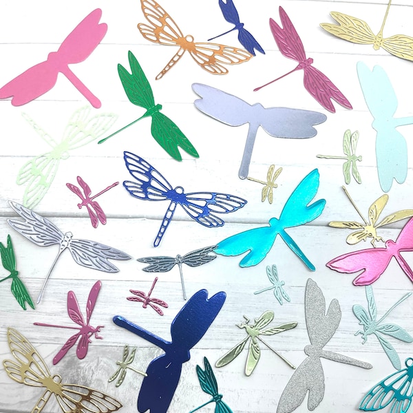 Die Cuts Dragonfly 20 Pieces Mirror Glitter Specialty Basic Cardstock Insect Die Cuts Dragonfly Paper Pieces Dragonfly Embellishments Winged