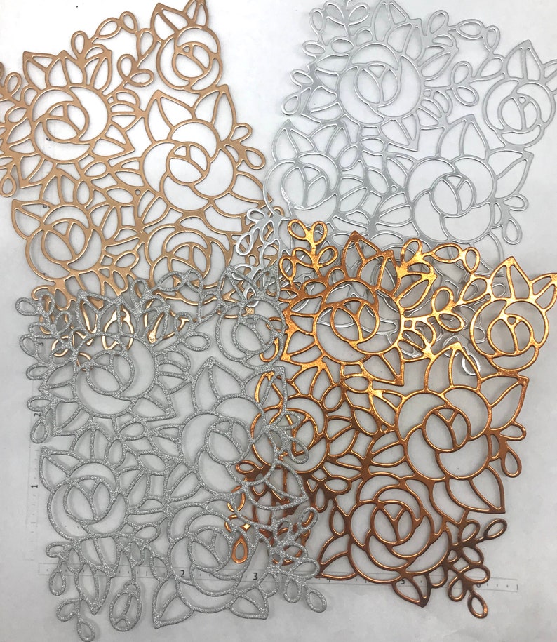 Die Cuts Roses Background 6 Pieces Foil Specialty Basic Cardstock ...