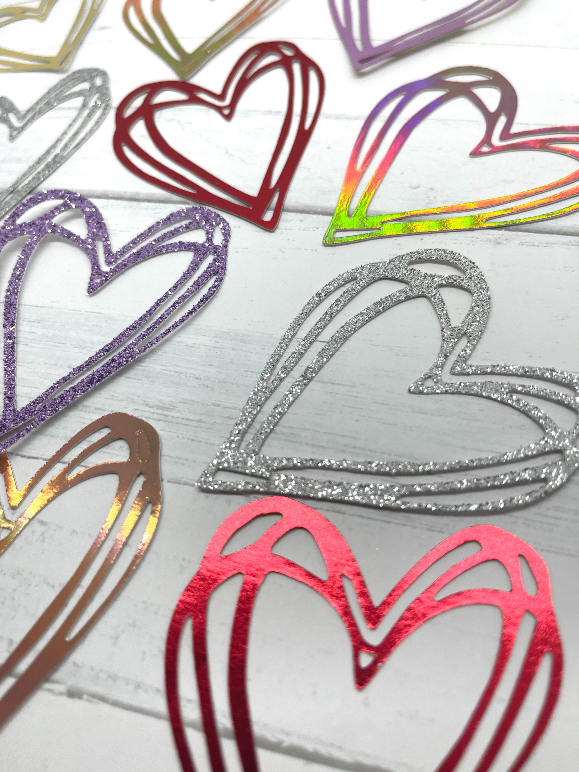 Die Cuts Open Heart - 10 Pieces- Glitter Foil Specialty Basic Cardstock ...