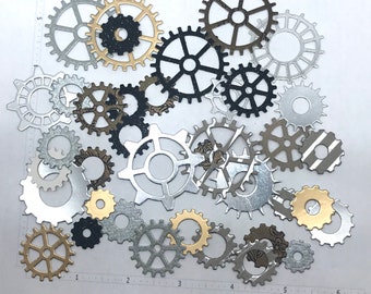 Die Cuts Gears Sprockets Steampunk 30 Pieces Foil Mirror Glitter Basic Cardstock Gear Die Cuts Paper Gears Gear Shapes Gear Sprockets