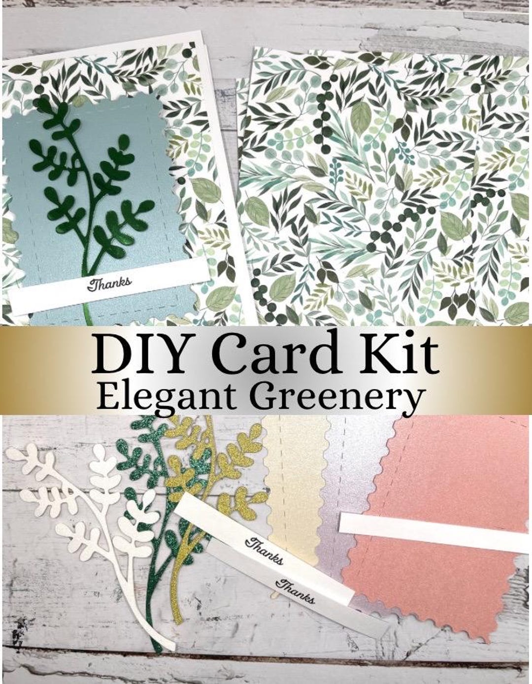 DIY Elegant Greenery All Occasion Card Kit - 4 Cards - Make Your Own ...