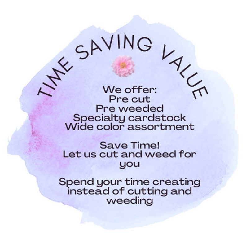 a watercolor painting of a pink flower with the words time saving value