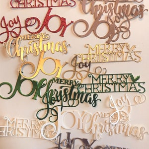 Die Cuts Merry Christmas JOY 16 Pieces *You Choose color* Foil Mirror Glitter Specialty Basic Cardstock