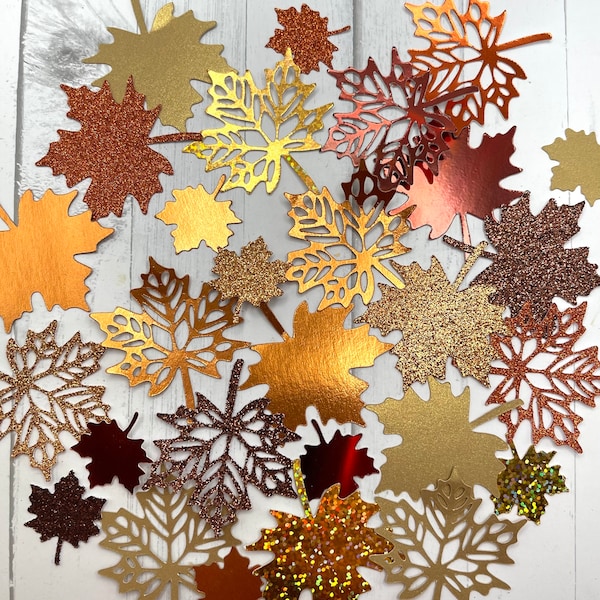 Die Cuts Maple Leaves 24 Pieces Leaf Embellishments Foil Mirror Glitter Specialty Basic Cardstock Fall Leaf Decor Maple Leaves for Journals