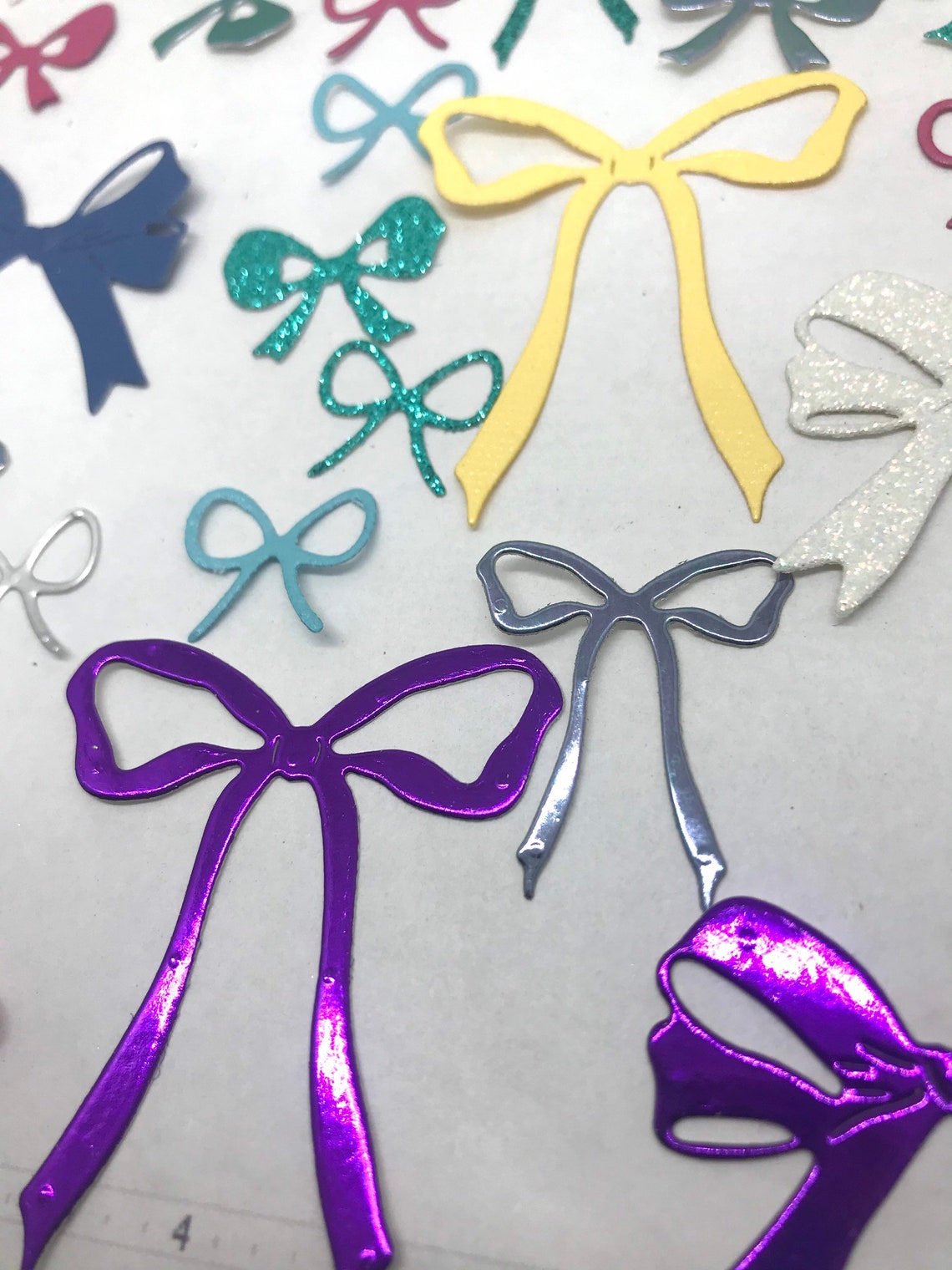 Die Cuts Bows 24 Pieces You Choose Color Foil Mirror Etsy