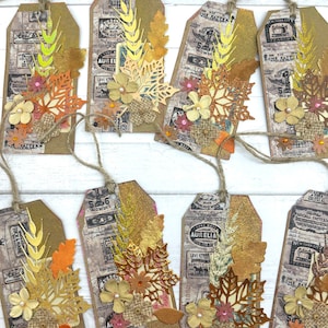 Handmade Autumn Gift Tags Junk Journal Set of 8