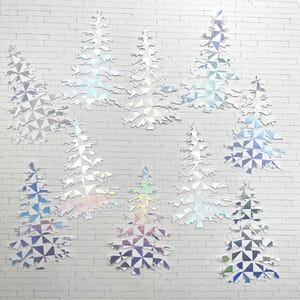 Die Cuts Holographic Foil White Christmas Trees 10 Pieces Cardstock Scrapbook Embellishments Card Making Supplies Winter Tree Cut Outs