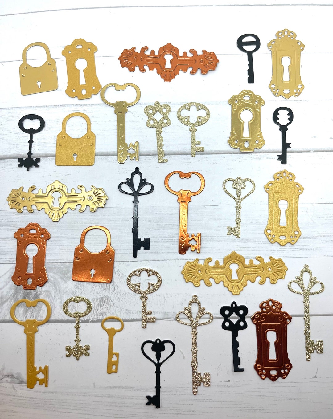 Die Cuts Ornate Lock and Key 26 Pieces Foil Specialty Basic Cardstock ...