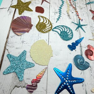 Die Cuts Seashell 30 Pieces Foil Glitter Basic Cardstock Shell Die Cuts Ocean Beach for Cards