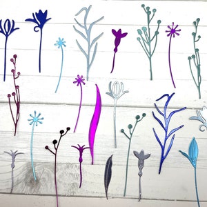 Die Cuts Wild Flowers Grass 24 Pieces Foil Mirror Basic Cardstock Floral Spring Die Cuts for Cards and Journals Flower Die Cuts Style C
