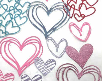 Glitter & Foil Heart Die Cuts: Valentine's Card Making, Scrapbooking (12 Pieces)
