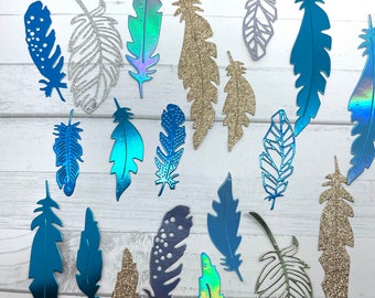 Die Cuts Feathers 16 Pieces Foil Basic Cardstock Feather Die Cuts Feathers for Cards and Journals Bird Feather Cut Outs Paper Feathers