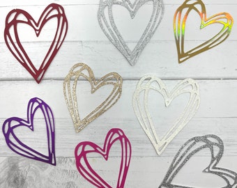 Die Cuts Open Heart - 10 Pieces-  Glitter Foil Specialty Basic Cardstock -  String Heart Cut Outs
