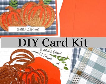 DIY Fall Card Kit 4 Cards Make Your Own Pumpkin Greeting Cards Fall A2 Creative Card Kit All Occasion Cards for Autumn