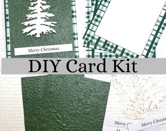 DIY Christmas Card Kit 4 Cards Make Your Own Holiday Greeting Cards Christmas Tree A2 Creative Card Kit