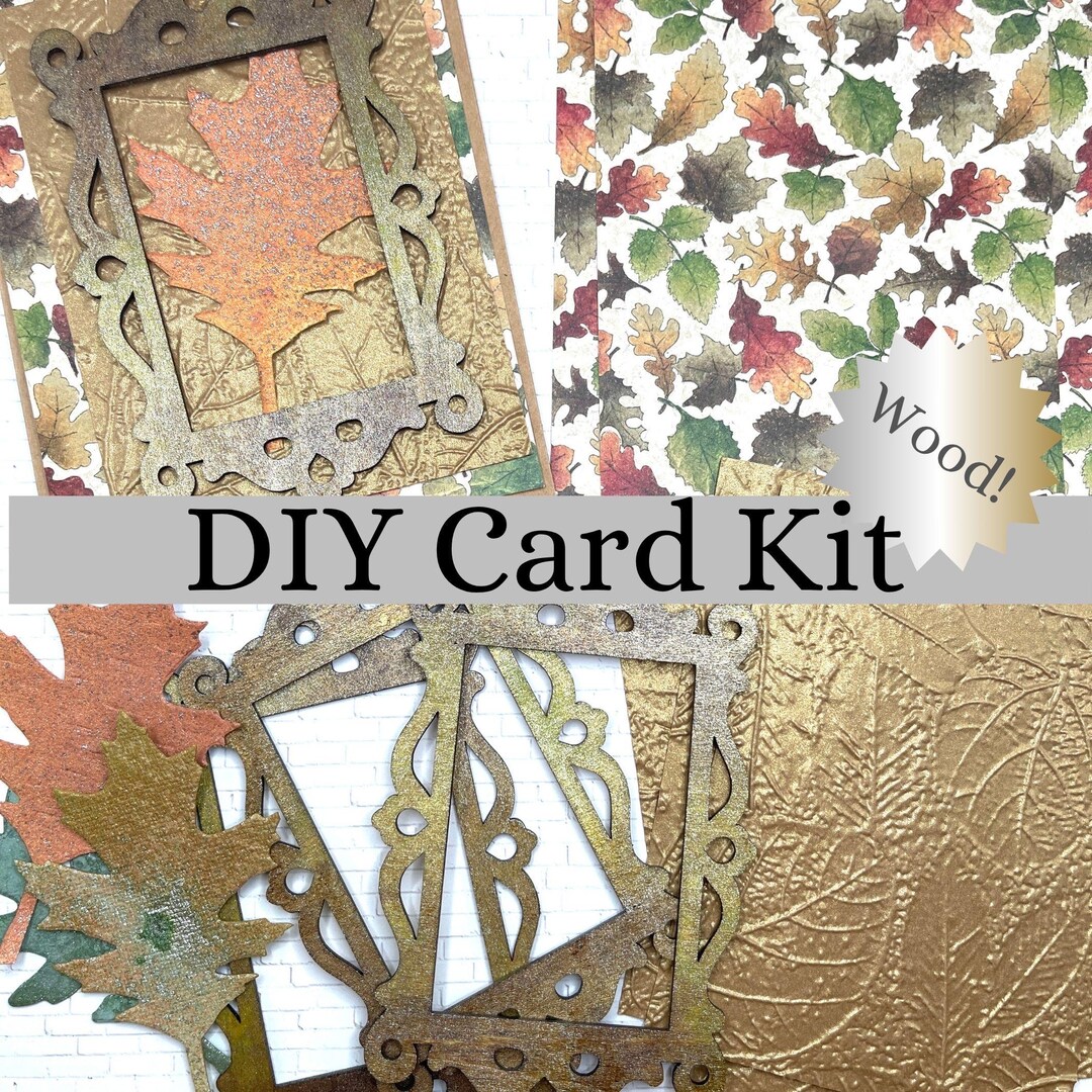 DIY Fall Card Kit 4 Cards Wood Frame Make Your Own Autumn Greeting ...