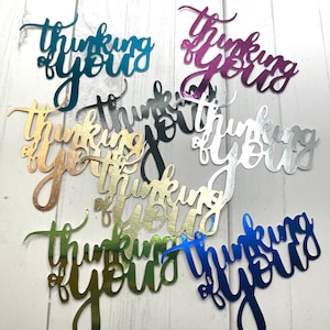 Die Cuts Thinking of You Sentiment 8 Pieces Foil Mirror Glitter Specialty Cardstock Card Sayings Thinking of You Sentiments for Cards Words
