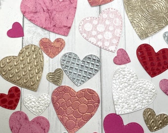 Die Cuts Hearts Stitched Edge 20 Pieces Textured Cotton Paper Specialty Basic Cardstock Paper Heart Shapes Heart Die Cuts Journal Decor