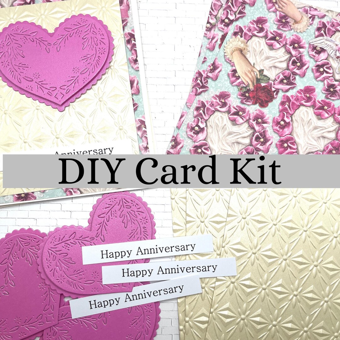DIY Anniversary Card Kit 4 Cards Make Your Own Heart Greeting Cards ...