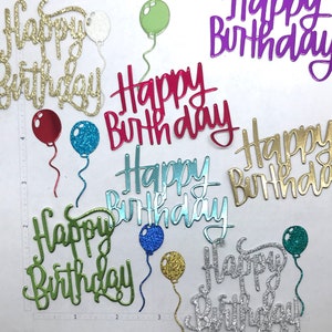 Die Cuts HAPPY BIRTHDAY Balloons Birthday Decor 16 Pcs Foil Mirror Glitter Specialty Basic Cardstock Birthday Party Birthday Card Making
