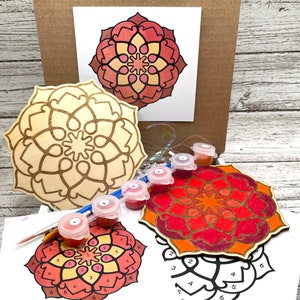 DIY Paint Kit Mandala Craft Kit Activities Wood Paint Set Gift Stress Relief Painting Activity Design B