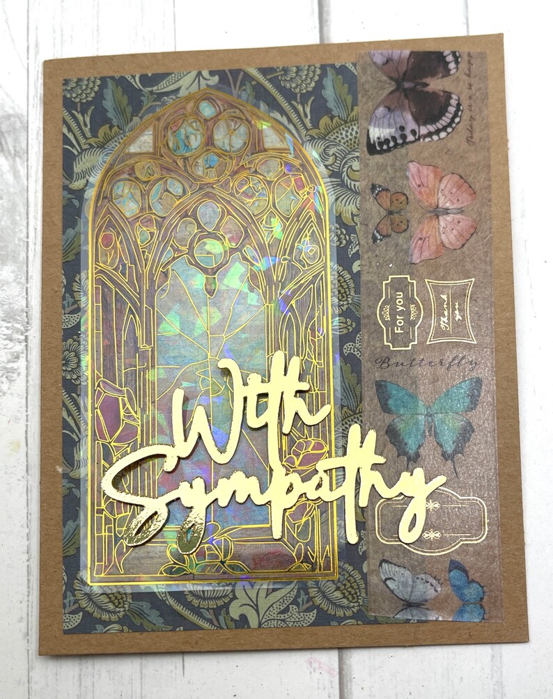 Sentiment Dies Die Cuts WITH SYMPATHY Sentiment - 15 Pieces - Foil Mirror Glitter ...