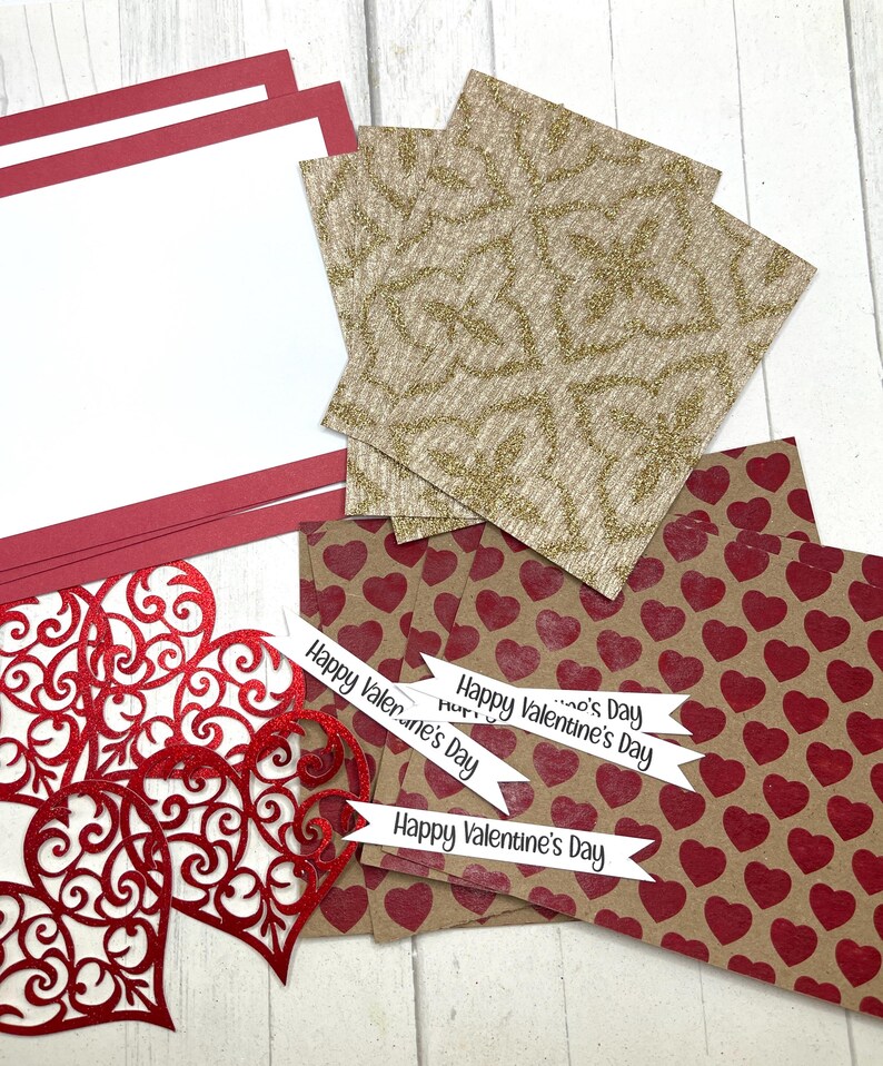DIY Valentines Day Card Kit 4 Cards Make Your Own Holiday Greeting ...