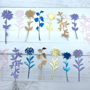 Die Cuts Medium WildFlowers 18 Pieces Foil Mirror Specialty Basic Cardstock Style B Flower Die Cuts Flower Embellishments Wild Flowers