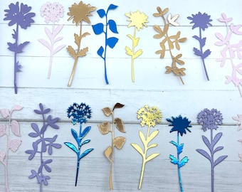 Die Cuts Medium WildFlowers - 18 Pieces - Foil Mirror Specialty Basic Cardstock - Style B