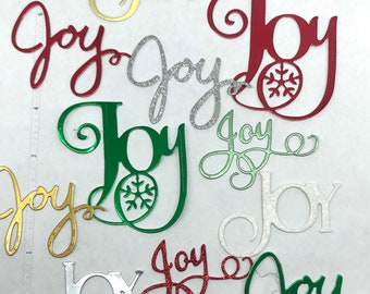 Die Cuts JOY 14 Pieces Foil Mirror Glitter Basic Cardstock Joy Christmas Sentiments for Cards Christmas Sayings Joy Cut Outs Joy Words
