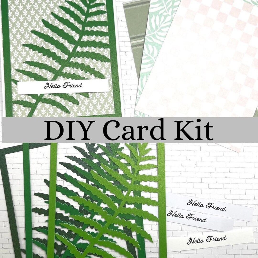 DIY Green Fern All Occasion Card Kit 4 Cards Make Your Own Pretty ...