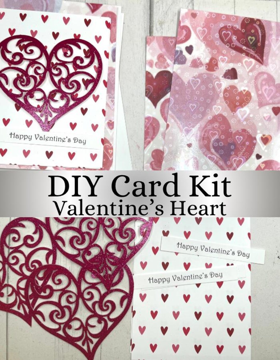 DIY Valentines Day Card Kit 4 Cards Make Your Own Holiday Greeting ...