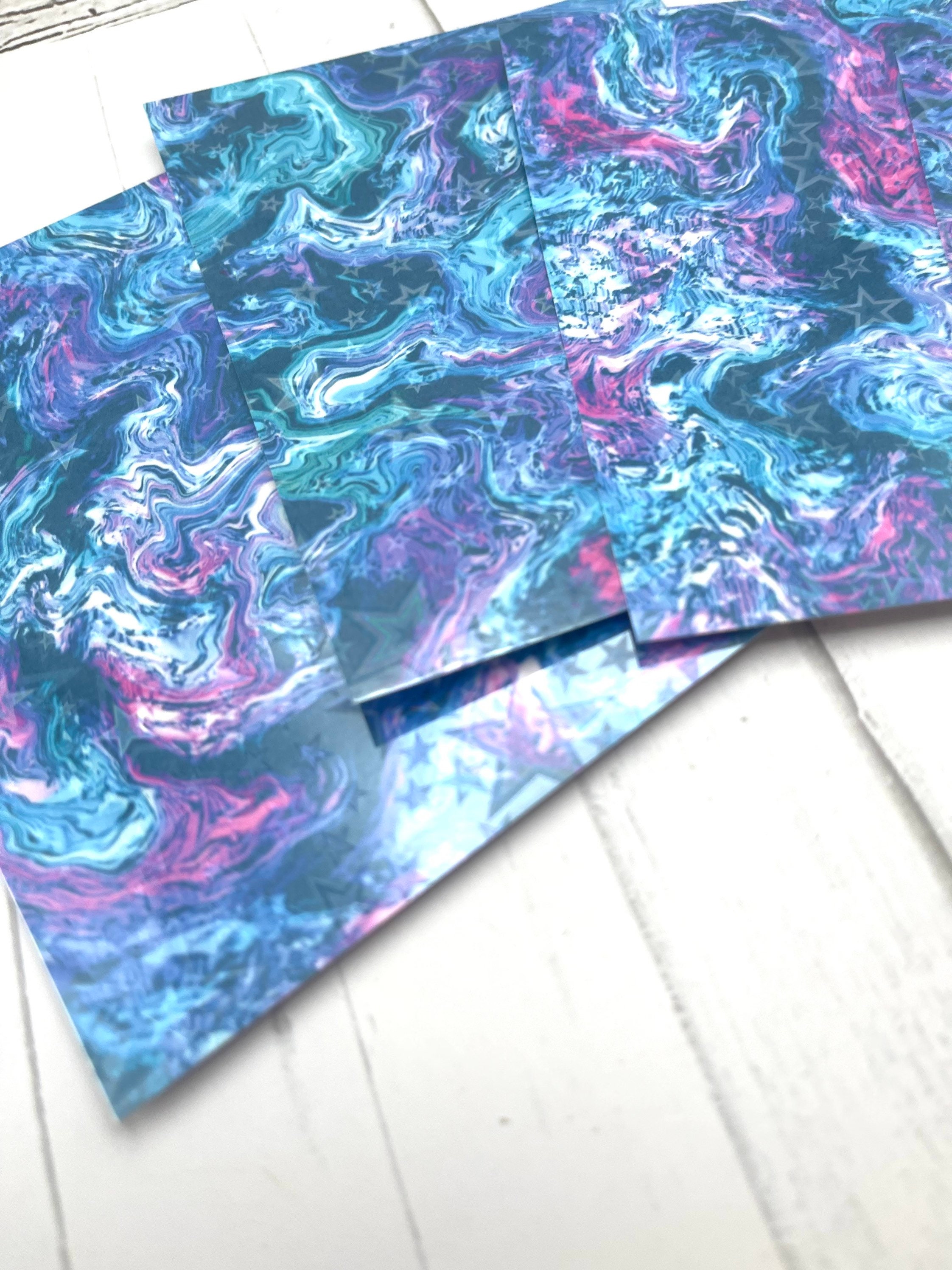 Holographic Marbled Art Background Sheets 4 Pieces Cardstock 4x5